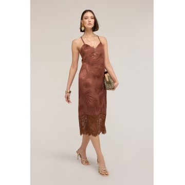 Rochie-furou cu terminatie de dantela - Maro