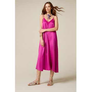 Rochie lejera cu decolteu in V - Fucsia