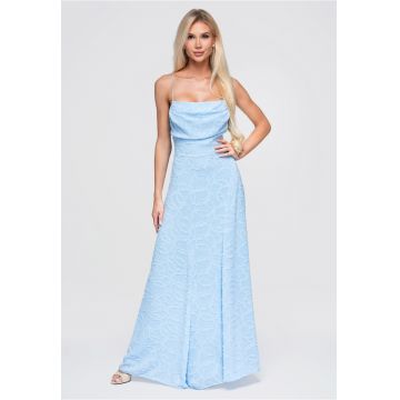 Rochie maxi cu decolteu patrat si spate descoperit LA-OM-DLR379 - Albastru