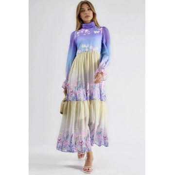 Rochie maxi -  floral - multicolor - sifon