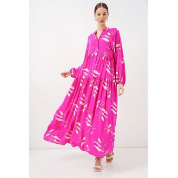 Rochie Maxi  imprimeu floral - magenta - viscoza