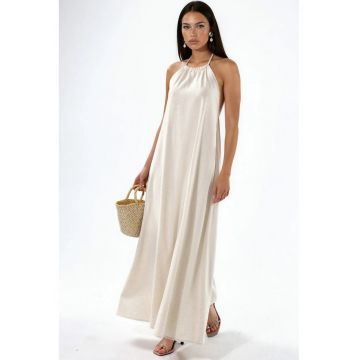 Rochie Maxi -  Lejer - Bej Natural - Amestec de Bumbac si In