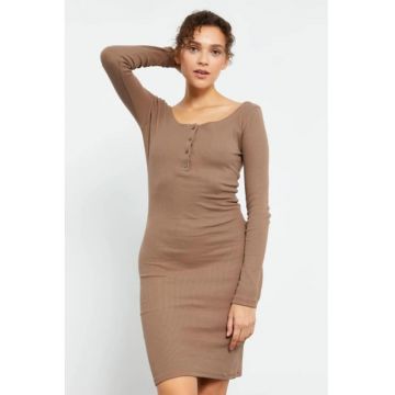 Rochie midi -  bej natural - bumbac/elastan