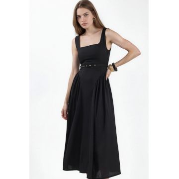 Rochie Midi  Casual - Negru - 100% poliester -