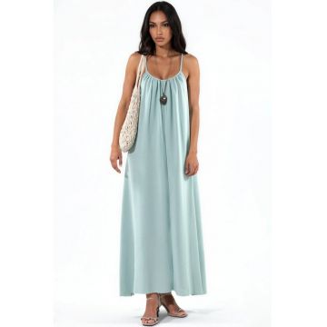 Rochie midi  croiala lejera - culoare Albastru - tesatura subtire