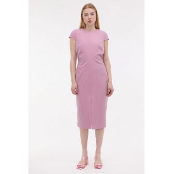 Rochie midi cu croiala creion - Roz stins