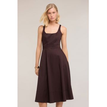 Rochie midi cu croiala evazata - Maro inchis