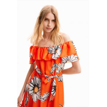 Rochie midi cu imprimeu - Portocaliu mandarina