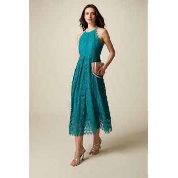 Rochie midi de dantela - Turcoaz