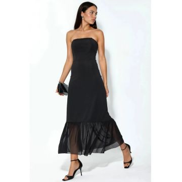 Rochie Midi -  Eleganta - Negru - Poliester-Elastan