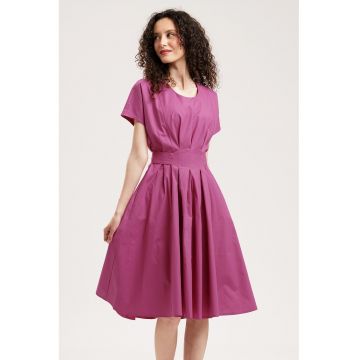 Rochie midi evazata cu detaliu innodat pe spate - Roz fandango