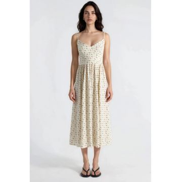 Rochie Midi  florala - casual - natural - 100% viscoza