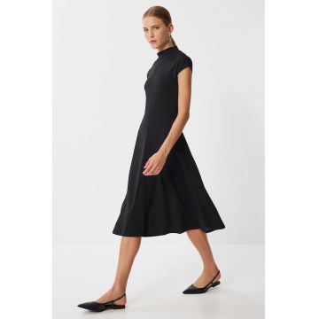 Rochie midi - Happiness Istanbul - tip A - neagra - tricotata - casual
