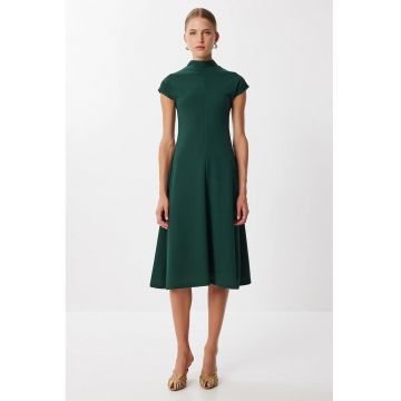 Rochie midi - Happiness Istanbul - tip A - verde smarald - tricotata - casual