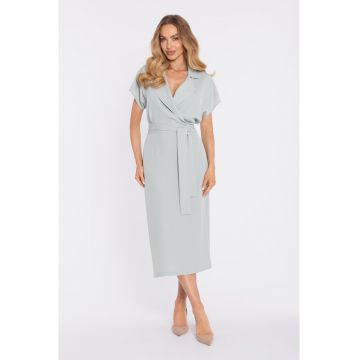 Rochie midi petrecuta cu curea - - Verde menta