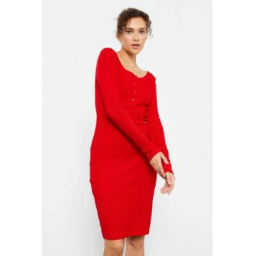 Rochie midi -  rosie - bumbac/elastan