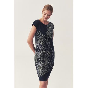Rochie mini cu imprimeu floral - Albastru ultramarin/Crem