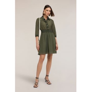 Rochie mini cu nasturi contrastanti - Verde inchis