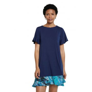 Rochie mini cu terminatie cu volane - Bleumarin