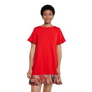Rochie mini cu terminatie cu volane - Rosu