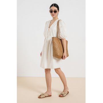 Rochie mini evazata - Alb fildes