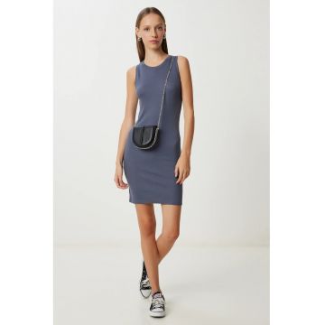 Rochie mini - Happiness Istanbul - bodycon - gri antracit - jerseu tricotat