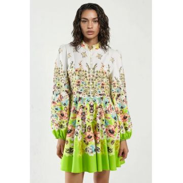 Rochie Mini -  Verde - Poliester/Bumbac/Lycra