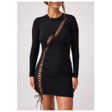Rochie Secret Room - din microfibra cu sireturi