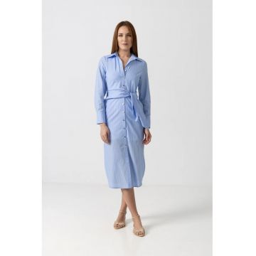 Rochie tip camasa midi cu dungi fine