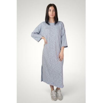 Rochie-tricou dama oversize din bumbac premium - Albastru deschis