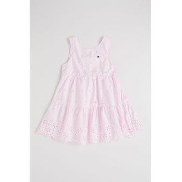 Rochie uni din bumbac - Roz deschis
