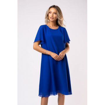 Rochie Andia de ocazie albastra marime mare accesorizata cu strasuri