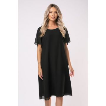 Rochie Andia neagra de ocazie marime mare accesorizata cu strasuri