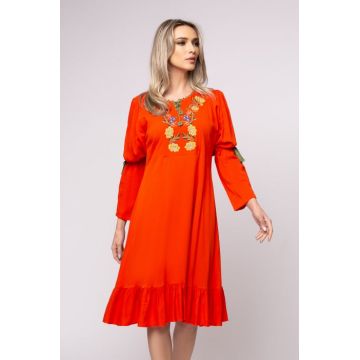 Rochie Anis cu broderie pe bust