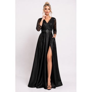 Rochie Aura lunga de ocazie, marime mare cu dantela