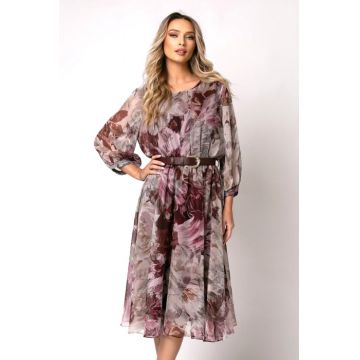 Rochie burgund marime mare cu imprimeu floral