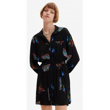 Rochie-camasa cu imprimeu grafic Dresde -