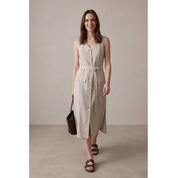 Rochie camasa midi -  casual - 100% bumbac