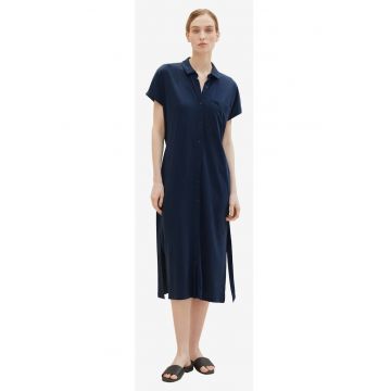 Rochie-camasa midi cu guler ascutit