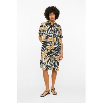 Rochie-camasa midi - Negru/Maro