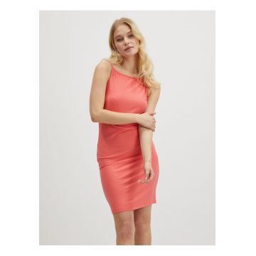 Rochie cambrata cu decolteu patrat Edda - Roz somon