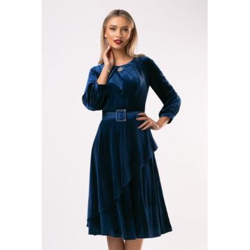 Rochie Carlita bleumarin din catifea