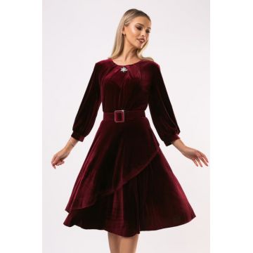 Rochie Carlita visnie din catifea