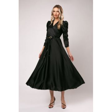 Rochie Carolina neagra cu maneci crete