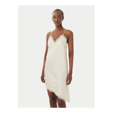Rochie casual dama -  bej - material sintetic - fara maneca -