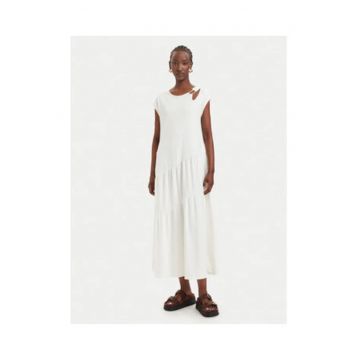 Rochie casual dama -  crem - bumbac/poliester -
