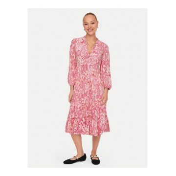 Rochie casual -  roz - maneca lunga - 100% viscoza -