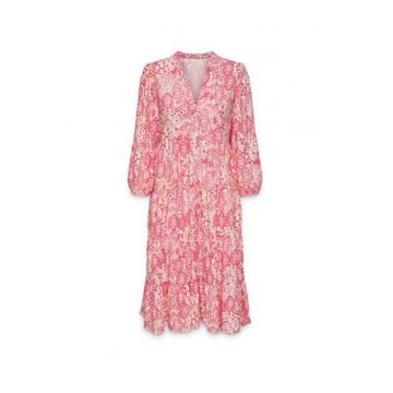 Rochie casual -  roz - maneca lunga - viscoza -