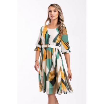 Rochie Cora eleganta multicolor din voal
