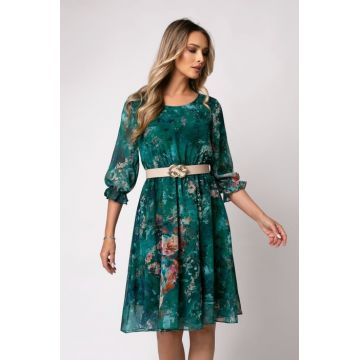 Rochie Cora verde eleganta cu imprimeu floral